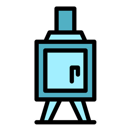 House furnace icon outline vector. Fire burning. Wood stove color flatのイラスト素材