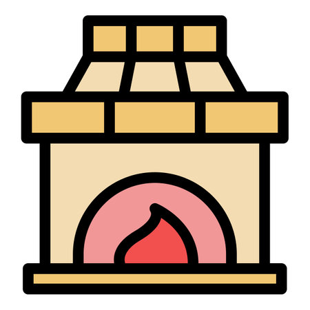 Industrial furnace icon outline vector. Gas burning. Industry stove color flatのイラスト素材