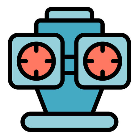 Check eye icon outline vector. Vision optician. Care lens color flatのイラスト素材