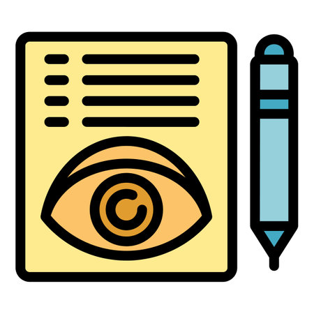 Eye care icon outline vector. Care check. Contact test color flatのイラスト素材
