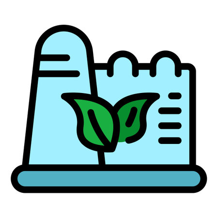 Natural technology factory icon outline vector. Digital leaf. Eco nature color flatのイラスト素材
