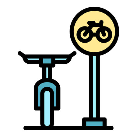 Share bike icon outline vector. Parking bicycle. Public transport color flatのイラスト素材