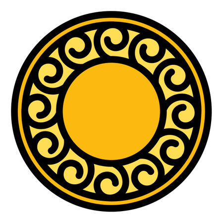 Round shield icon outline vector. Greece temple. Roman palace color flatのイラスト素材