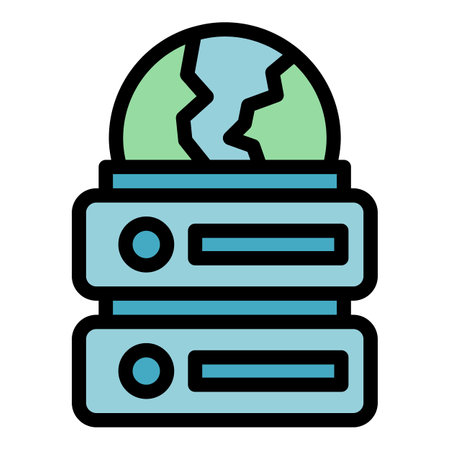 Global software icon outline vector. App code. Data digital color flatのイラスト素材