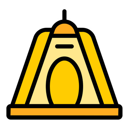 Vacation tent icon outline vector. Forest house. Card lodge color flatのイラスト素材