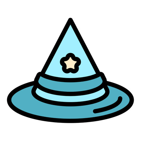Carnival magic hat icon outline vector. Top hat. Magician show color flatのイラスト素材