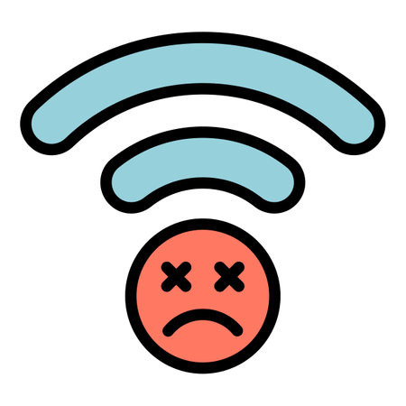 Lost wifi icon outline vector. Internet connection. Online connect color flatのイラスト素材