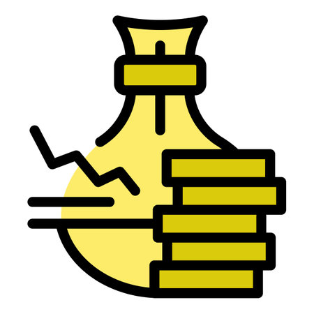 Money bag icon outline vector. Business bank. Digital local color flatのイラスト素材