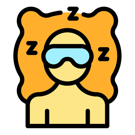 Sleeping man icon outline vector. Person dream. Healthy pillow color flatのイラスト素材