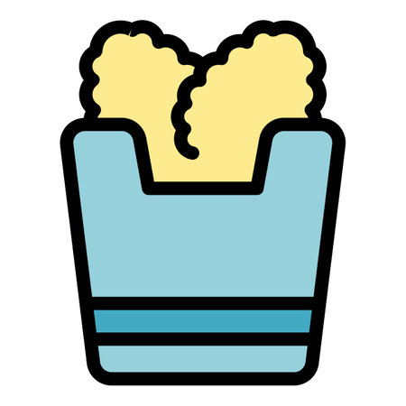 Fast food box icon outline vector. Chicken nugget. Face crispy color flatのイラスト素材