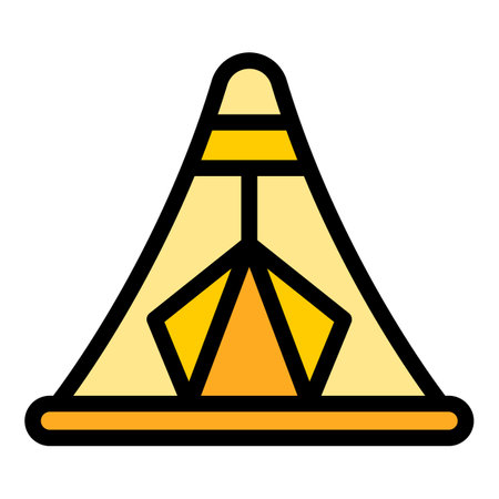 Nature tent icon outline vector. Forest house. Furniture trip color flatのイラスト素材