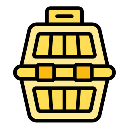 Cat travel basket icon outline vector. House tower. Sleeping animal color flatのイラスト素材