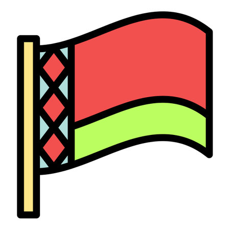 Belarus flag icon outline vector. Costume day. Travel round color flatのイラスト素材