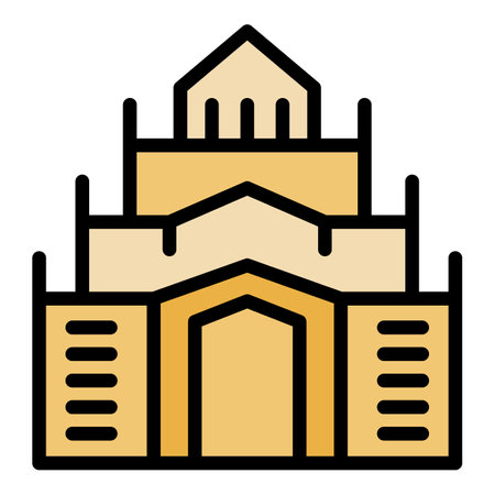 Union building icon outline vector. Myanmar day. National culture color flatのイラスト素材