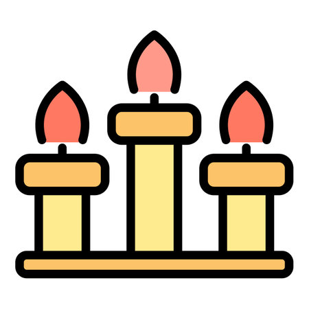 Indian candles icon outline vector. India city. Tourism business color flatのイラスト素材