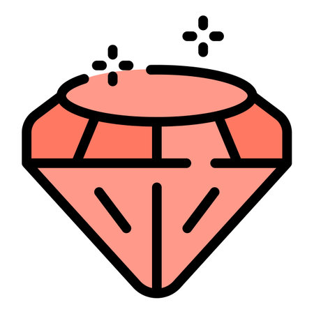 Shiny diamond icon outline vector. Teeth care. Healthy magic color flatのイラスト素材