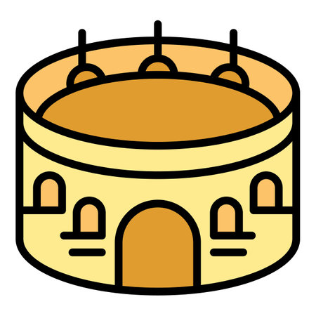 Stage amphitheater icon outline vector. Work classroom. City map color flatのイラスト素材