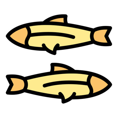 Sea herring icon outline vector. Oil food. Hand box color flatのイラスト素材