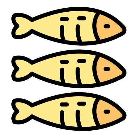 Sardine oil icon outline vector. Fish herring. Ocean can color flatのイラスト素材