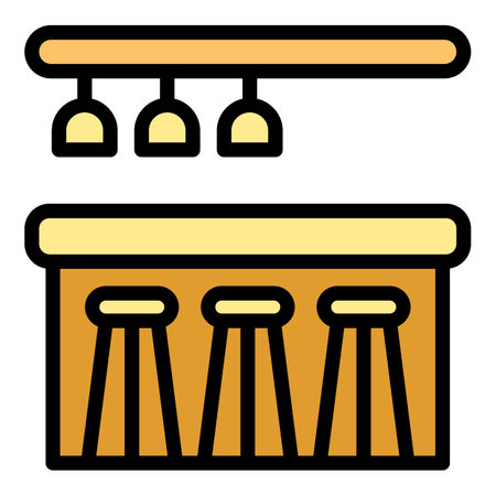 Modern bar icon outline vector. Chair stool. Cafe table color flatのイラスト素材