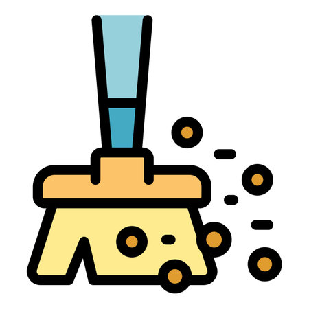 Cleaning broom icon outline vector. Hostel facility. City manage color flatのイラスト素材