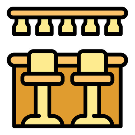 Metal desk icon outline vector. Bar stool. Modern seat color flatのイラスト素材