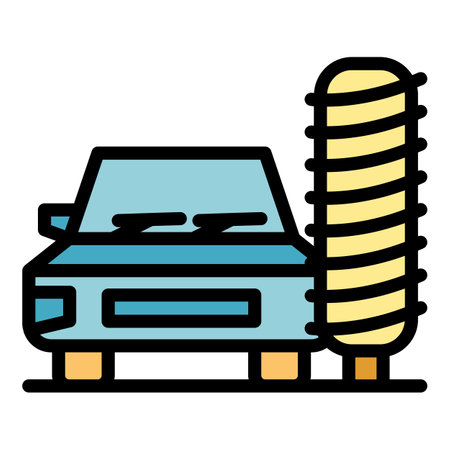 Car wash stand icon outline vector. Car wash service. Clean tire color flatのイラスト素材