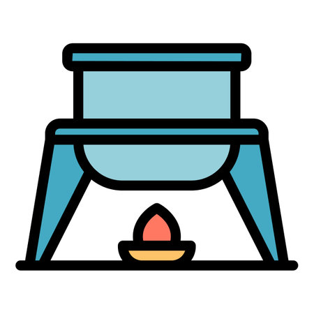 Fondue icon outline vector. Cheese dip. Food melted color flatのイラスト素材