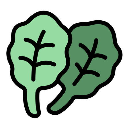 Spinach leaf icon outline vector. Paleo diet. Vegan food color flatのイラスト素材