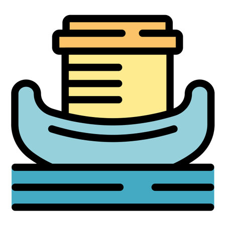 River boat icon outline vector. Travel culture. Trip asian color flatのイラスト素材