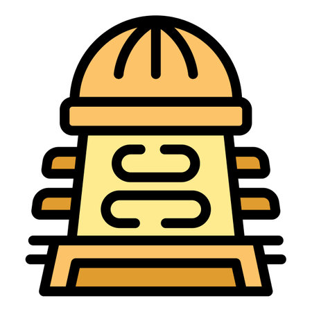 Monument icon outline vector. Cambodia landmark Travel culture color flatのイラスト素材