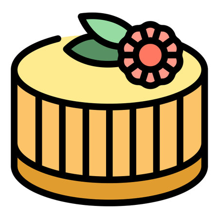 Cake dessert icon outline vector. Bakery food. Syrup jam color flatのイラスト素材