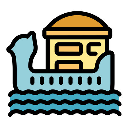 Cambodia boat icon outline vector. Art building. Country city color flatのイラスト素材