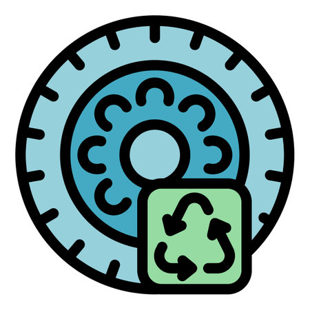 Recycling metal icon outline vector. Garbage waste. Program plant color flatのイラスト素材