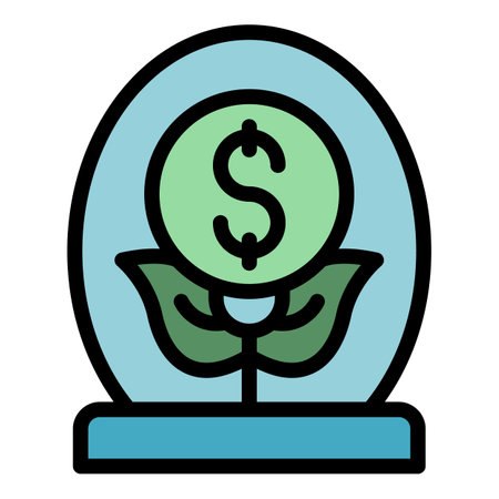 Incubator money plant icon outline vector. Success finance. Creative service color flatのイラスト素材