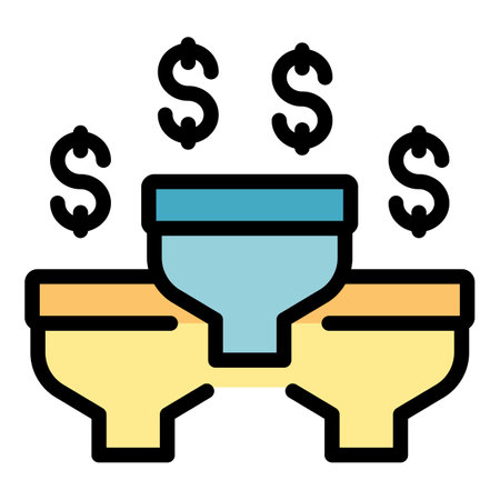 Money funnel icon outline vector. Business success. Finance strategy color flatのイラスト素材