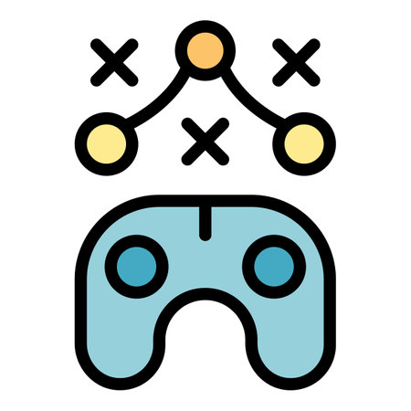 Gamer joystick icon outline vector. Online play. Digital console color flat