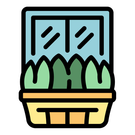 Summer windowsill icon outline vector. Garden plant. Flower pot color flatのイラスト素材