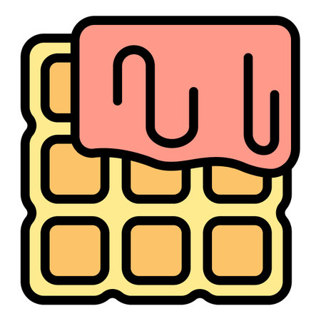 Bakery waffle icon outline vector. Belgium cake. Cafe cookie color flatのイラスト素材