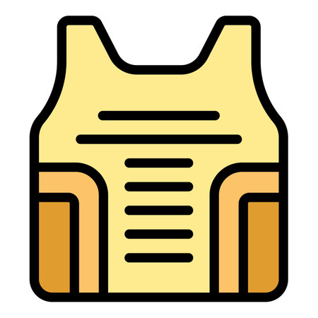 Bulletproof vest gear icon outline vector. Kevlar proof. Swat security color flatのイラスト素材
