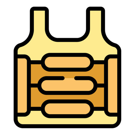 Jacket gear icon outline vector. Tactical armor. Police protection color flatのイラスト素材