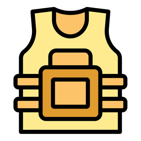 Swat vest icon outline vector. Military protection. Security design color flatのイラスト素材