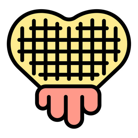 Heart waffle icon outline vector. Belgian wafer. Cake pastry color flatのイラスト素材