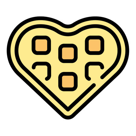 Heart wafer icon outline vector. Belgian waffle. Cake pastry color flatのイラスト素材