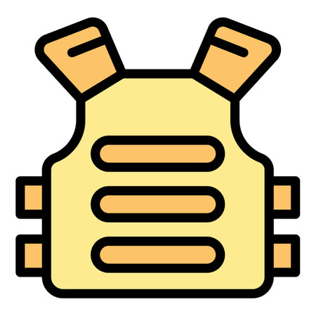 Jacket bulletproof icon outline vector. Military protection. Armor proof color flatのイラスト素材