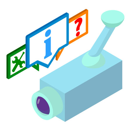 Technical service icon isometric vector. Modern video camera and service icon. Equipment, techniqueのイラスト素材