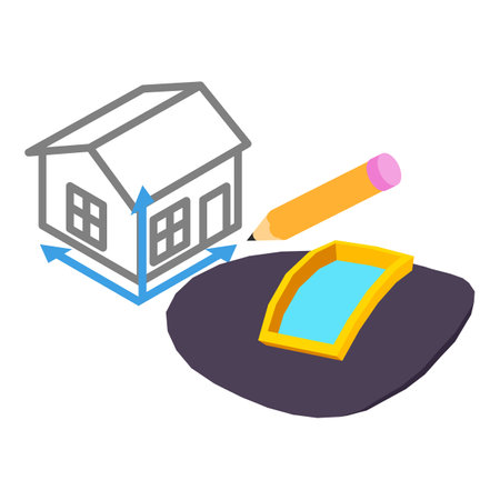 House project icon isometric vector. Volumetric house drawing and welder mask. Design and constructionのイラスト素材