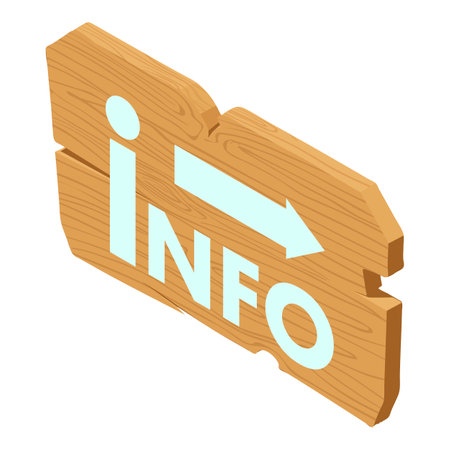 Info signboard icon isometric vector. Old wooden street information signboard. Direction signのイラスト素材