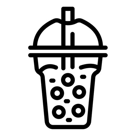 Teahouse bubble tea icon outline vector. Boba Taiwanese drink. Pearl chilled ice teaのイラスト素材