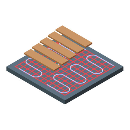 Electric warm floor icon isometric vector. House new climate. Preheat coolingのイラスト素材